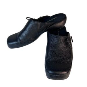 Eurostep Women's Black Leather Square Toe Comfort Slip-On Clog Size 8M